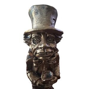Vintage Bronze Tone Cast Resin Top Hat Mad Hatter Hobo Chimney Sweep Figurine 6"